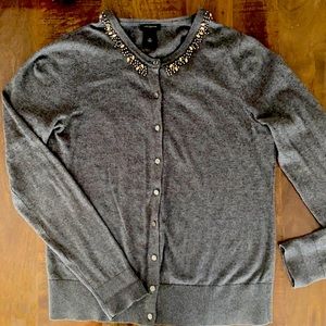Ann Taylor Dark Grey Embellished Cardigan - Sz M.